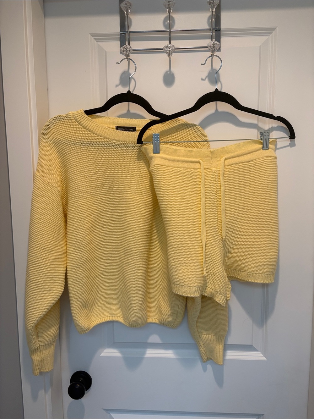 PrettyLittleThing Pale Yellow Knit Sweater & Shorts Set